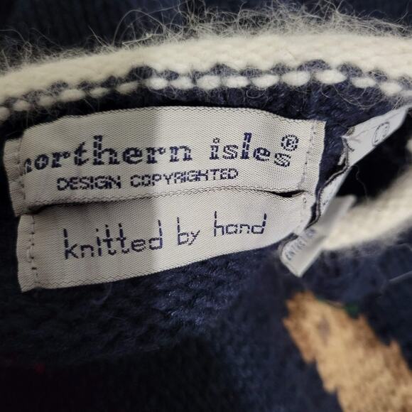 Ugly Christmas Sweater Santa Claus Vintage Northern Isles Tree Wreath Size Large - Picture 14 of 14